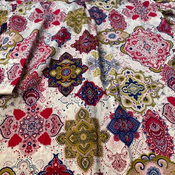 Cupcake and Cashmere Paisley Blouse Button Down Multicolor Feminine Boho Chic XS - Picture 12 of 12